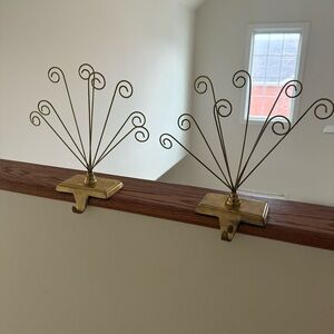 Pottery Barn Gold Stocking Hook with Christmas Card Holder